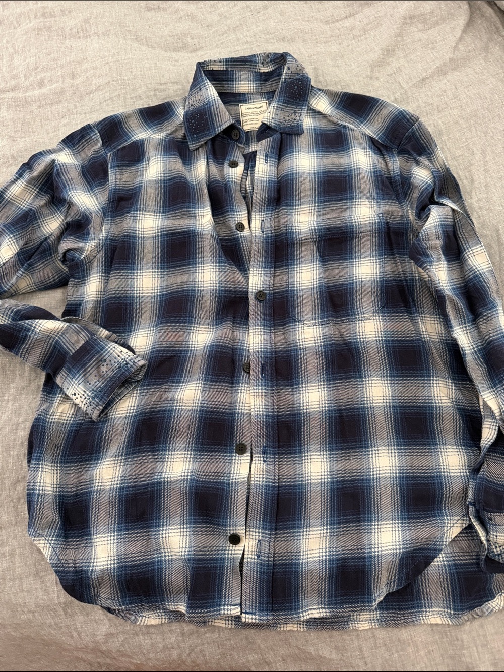 Zadig & Voltaire Woman Blue and White Plaid Button-Down Shirt